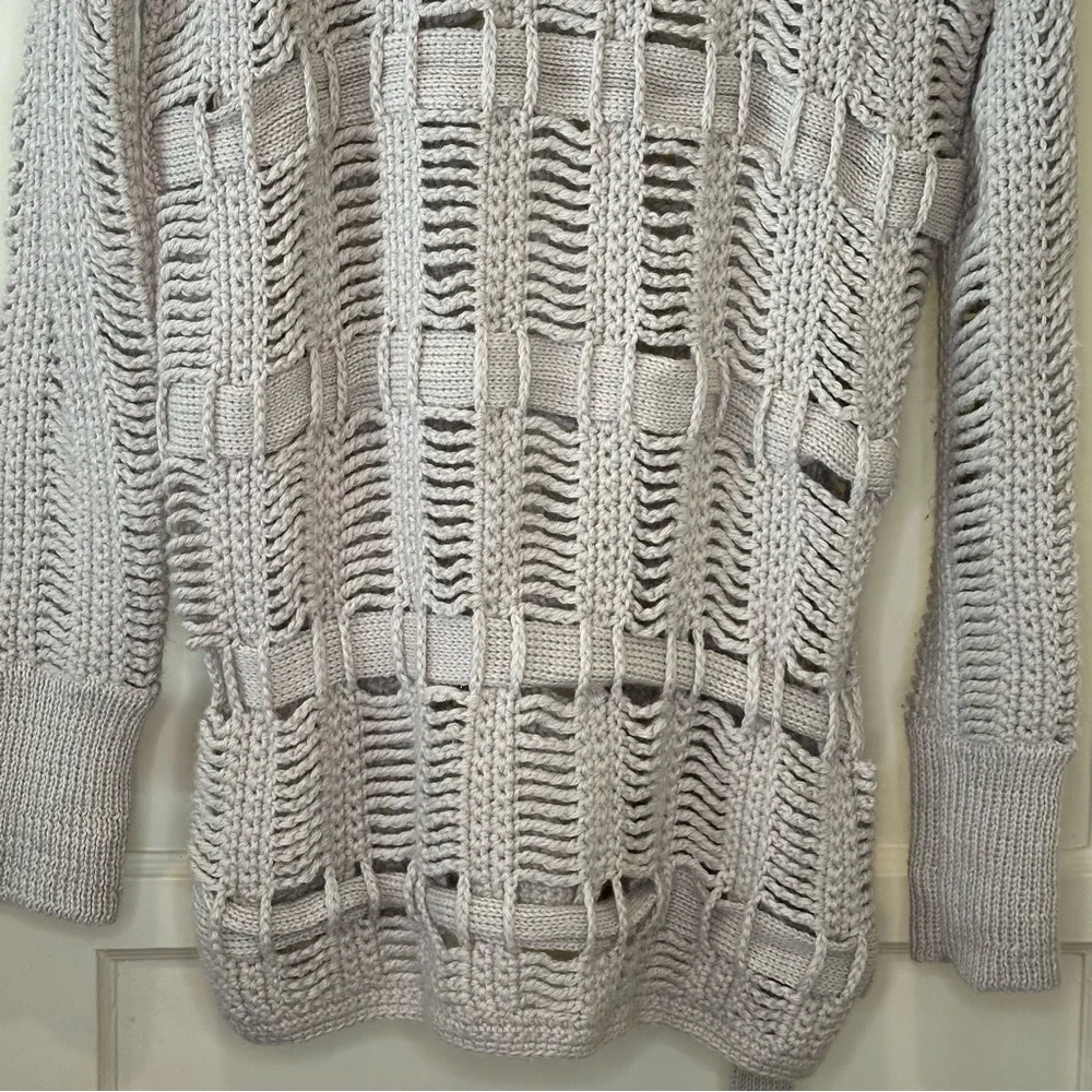 BCBG Alpaca Open Knit Tunic Sweater, Grey - Size XS.